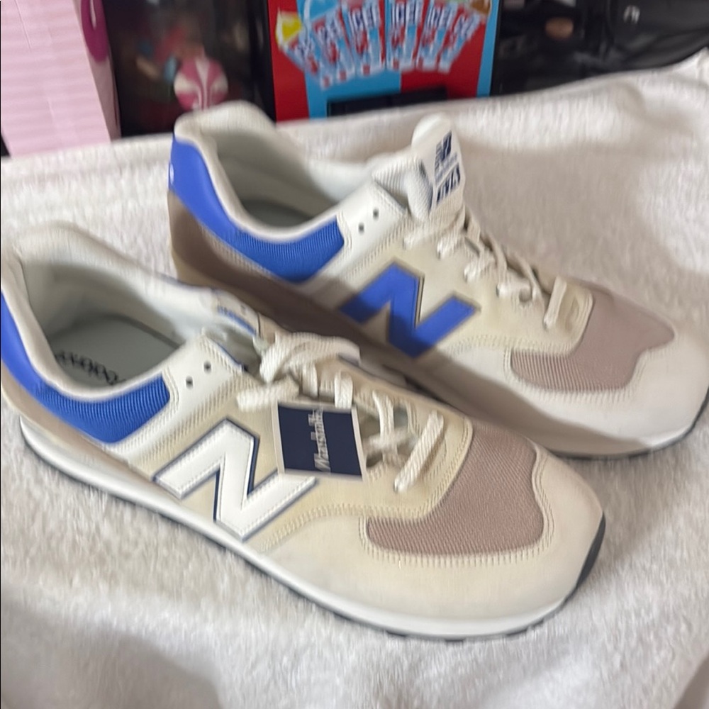 New Balance Blue and Cream Lifestyle Sneakers